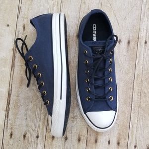 blue leather converse low